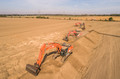 Construction of EUGAL pipeline: Topsoil stripping in Rehfelde (Brandenburg)