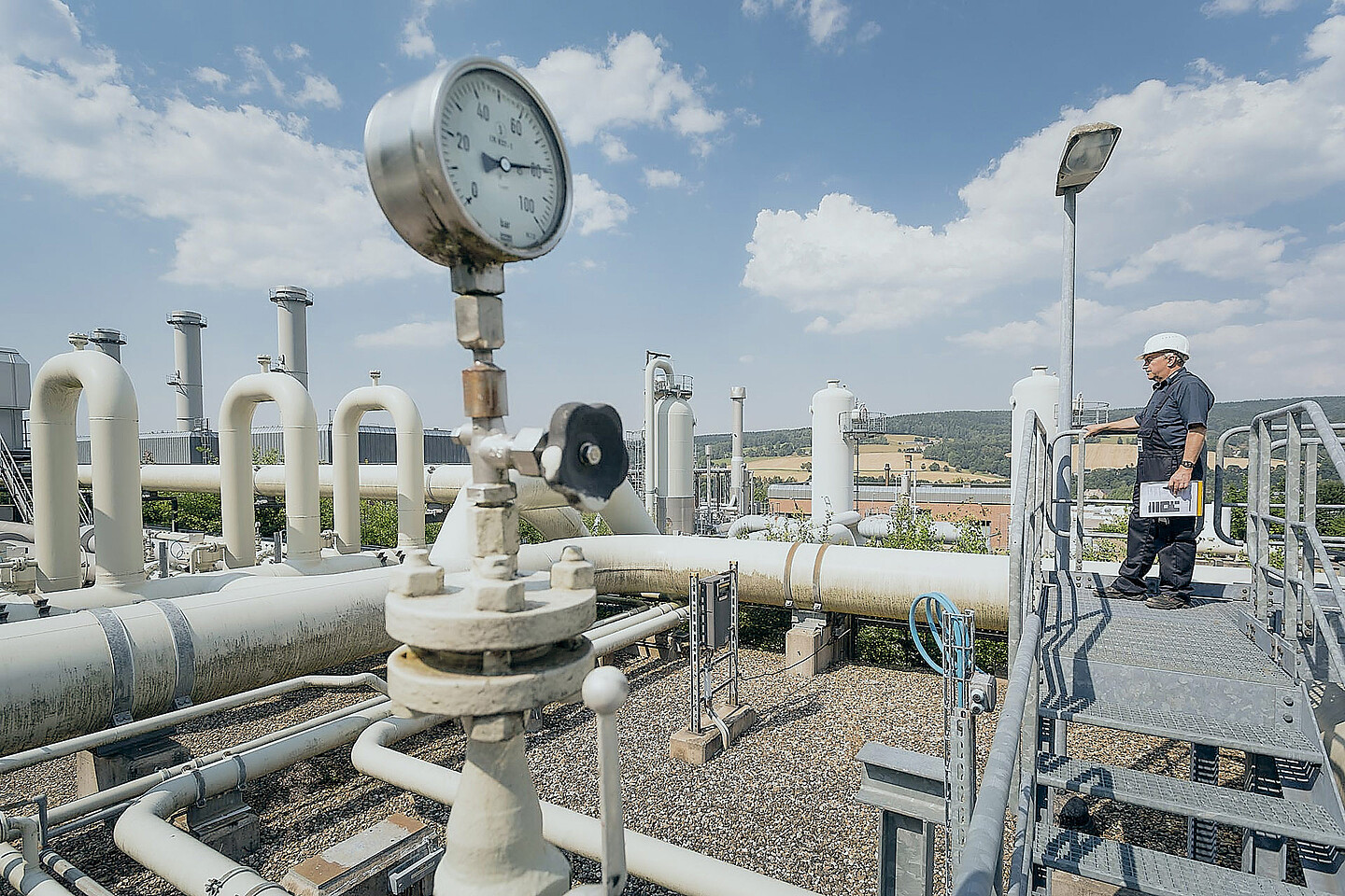 Gasleitungen auf der Verdichterstation Olbernhau